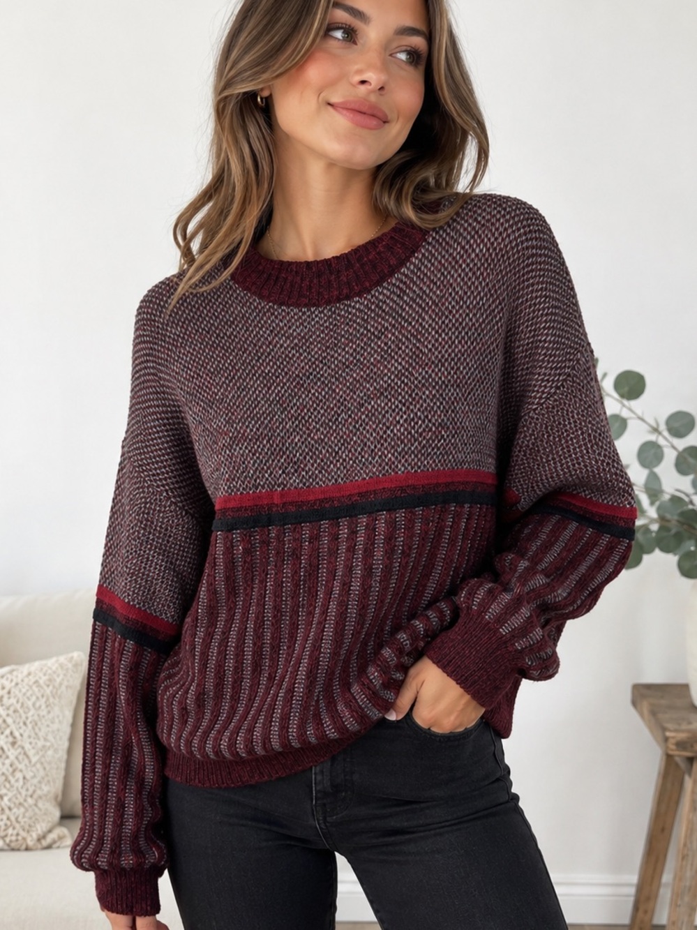 Vintage Michael Gerald Grandpa Sweater L Geometric 80s 90s Knit